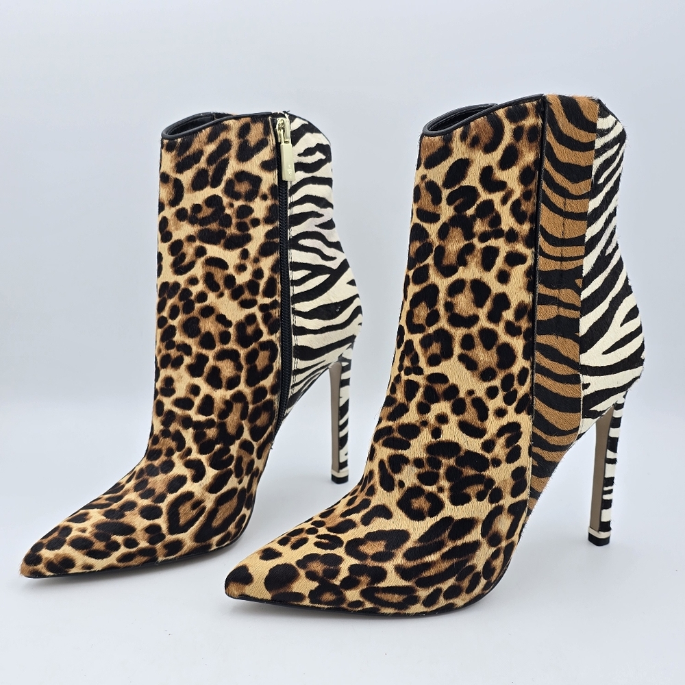 NWOT Kenneth Cole NY Riley 110 Western Ponty-Toe Heeled Animal Print Booties, 8M - Picture 3 of 16